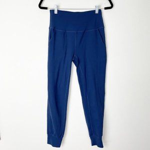 Dibaolong Woman's Sz S Navy‎ Blue Pocket Jogger Sweat Pant Leggings Athleisure